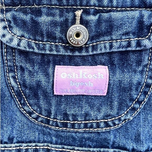 OshKosh‎ B’gosh Denim Overall Dress 2T Toddler Jumper Pink Patch Pocket - Picture 5 of 6